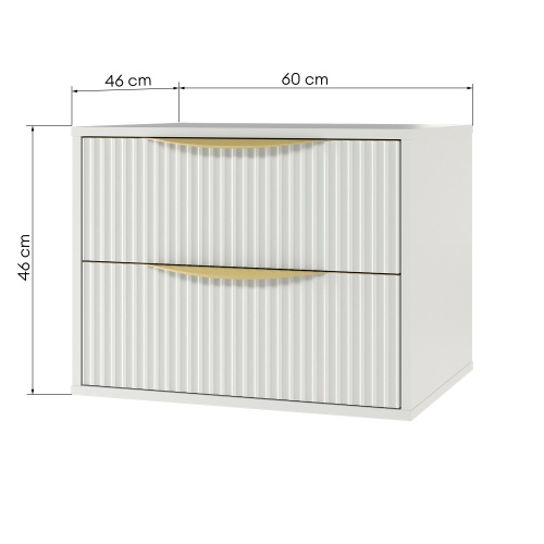 Szafka pod umywalkę nablatową Avila 2.0, 60 cm, ryflowana, złote uchwyty, biała