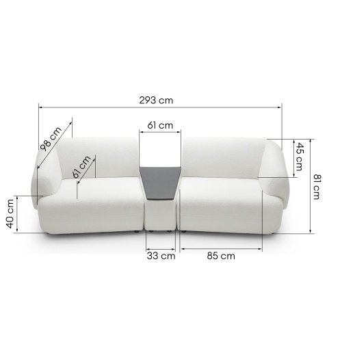 Sofa modułowa ze stolikiem Beliso boucle