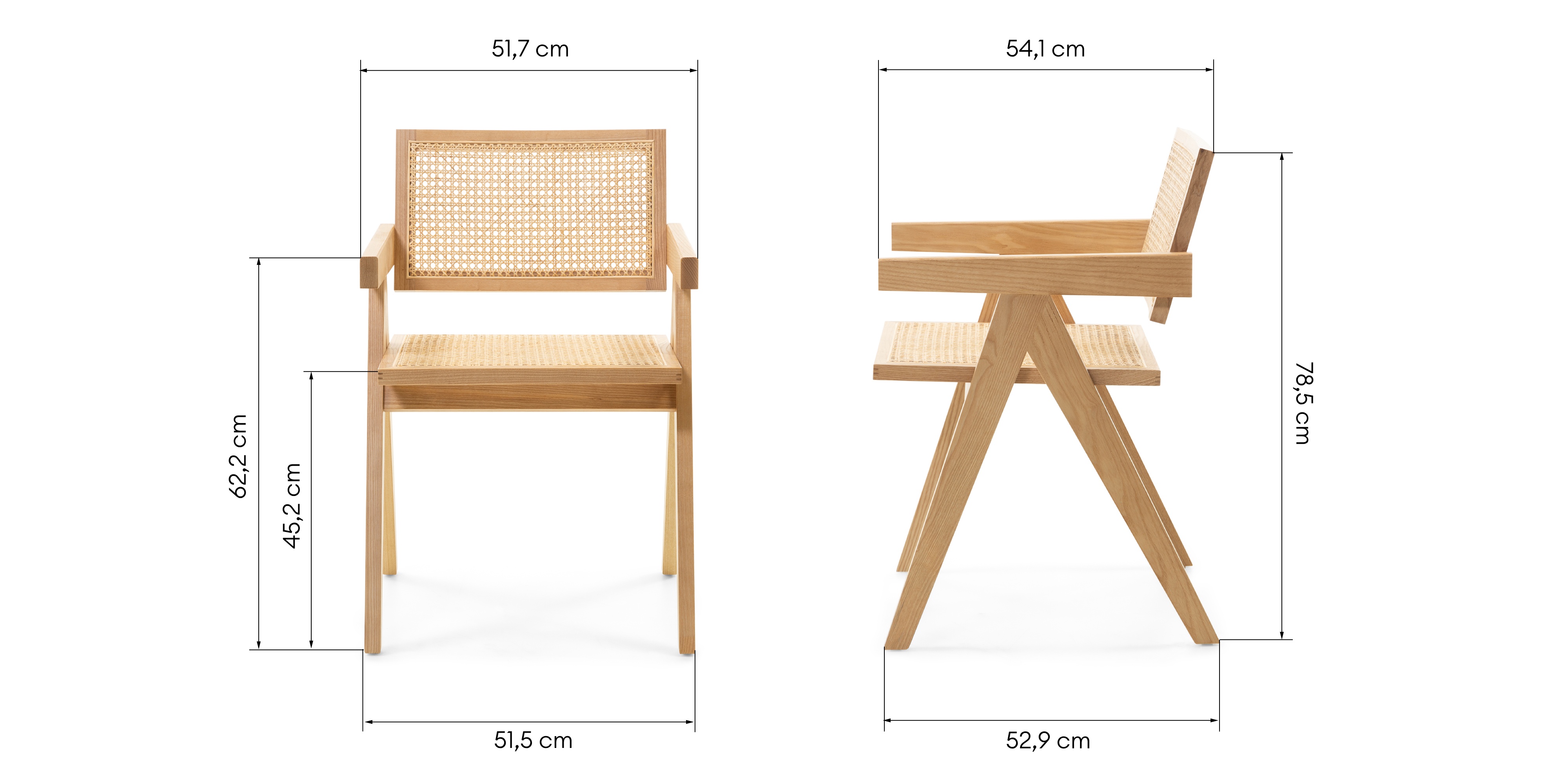 Krzesło drewniane Freja z plecionką wiedeńską, rattan, naturalne