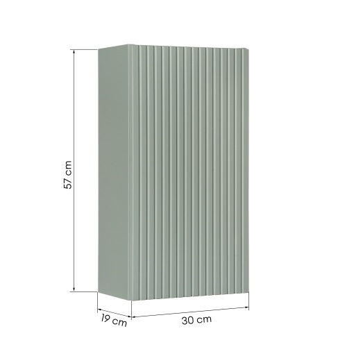 Szafka łazienkowa wisząca Sagee 30 cm, ryflowana, szałwiowa
