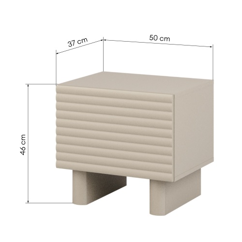 Szafka nocna Lumo, ryflowana, kaszmir