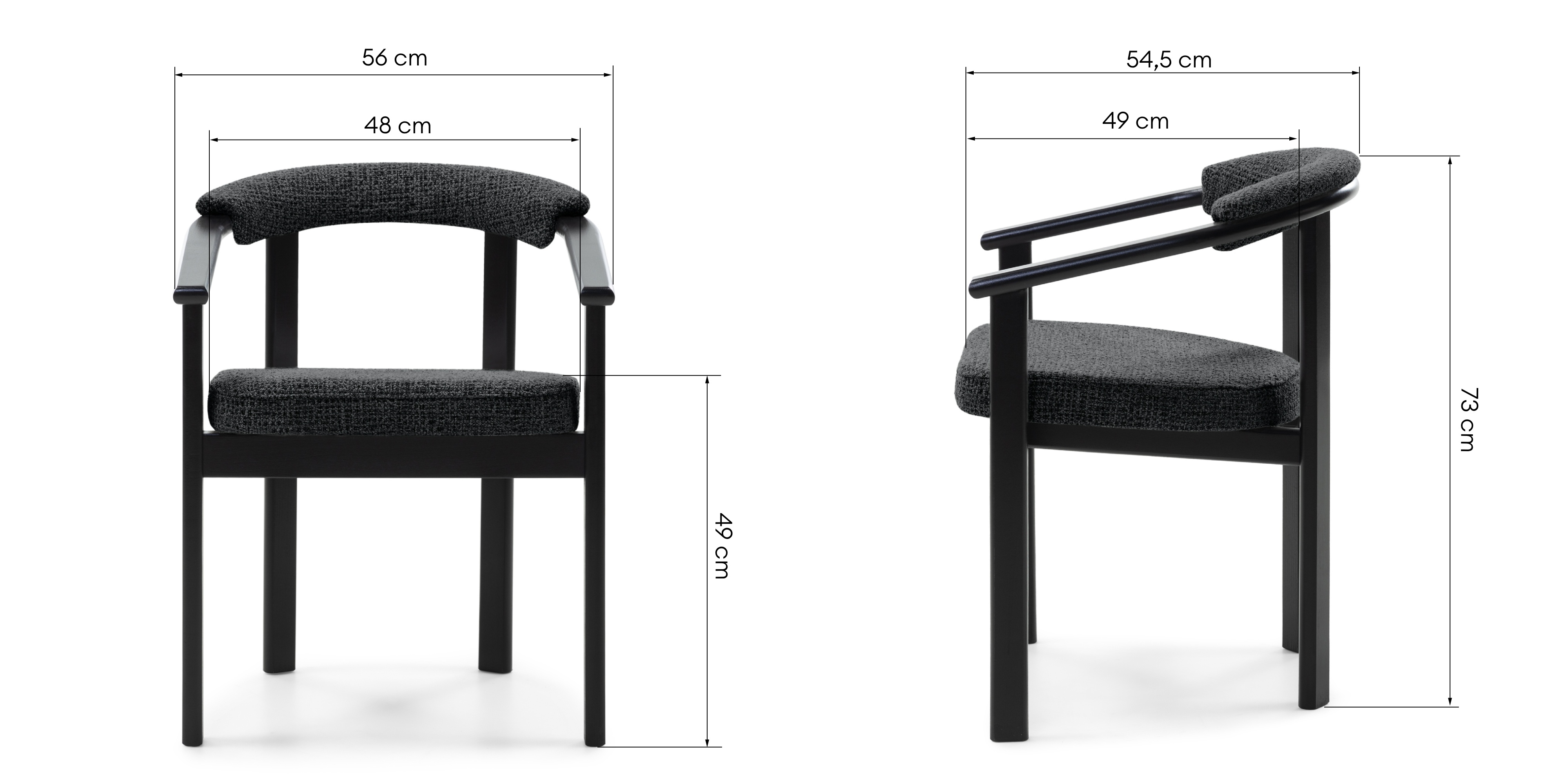 Krzesło tapicerowane Aria, czarne, drewno bukowe