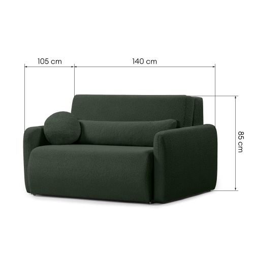 Sofa z funkcją spania i pojemnikiem Diosa, ciemnozielona, boucle