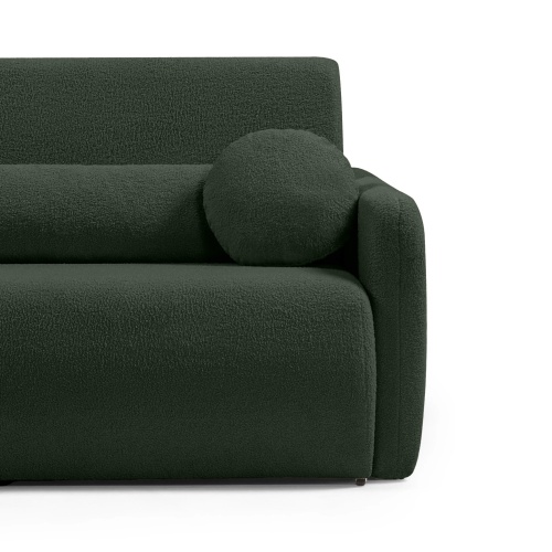 Sofa z funkcją spania i pojemnikiem Diosa, ciemnozielona, boucle