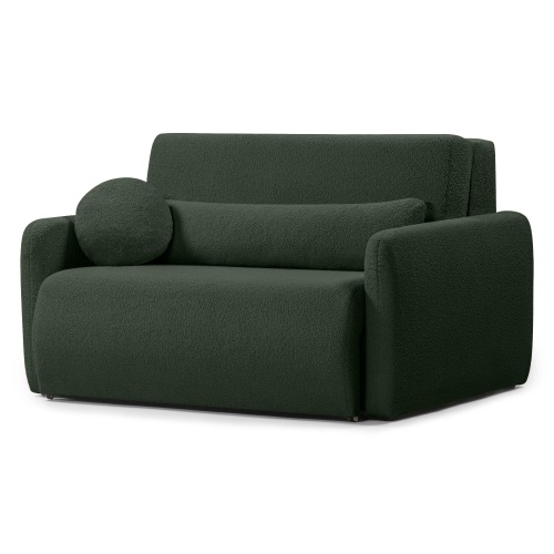 Sofa z funkcją spania i pojemnikiem Diosa, ciemnozielona, boucle