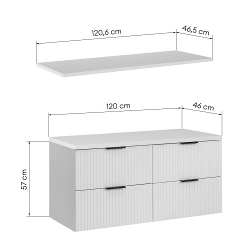 Zestaw szafka pod umywalkę i blat Casad 120 cm, biały