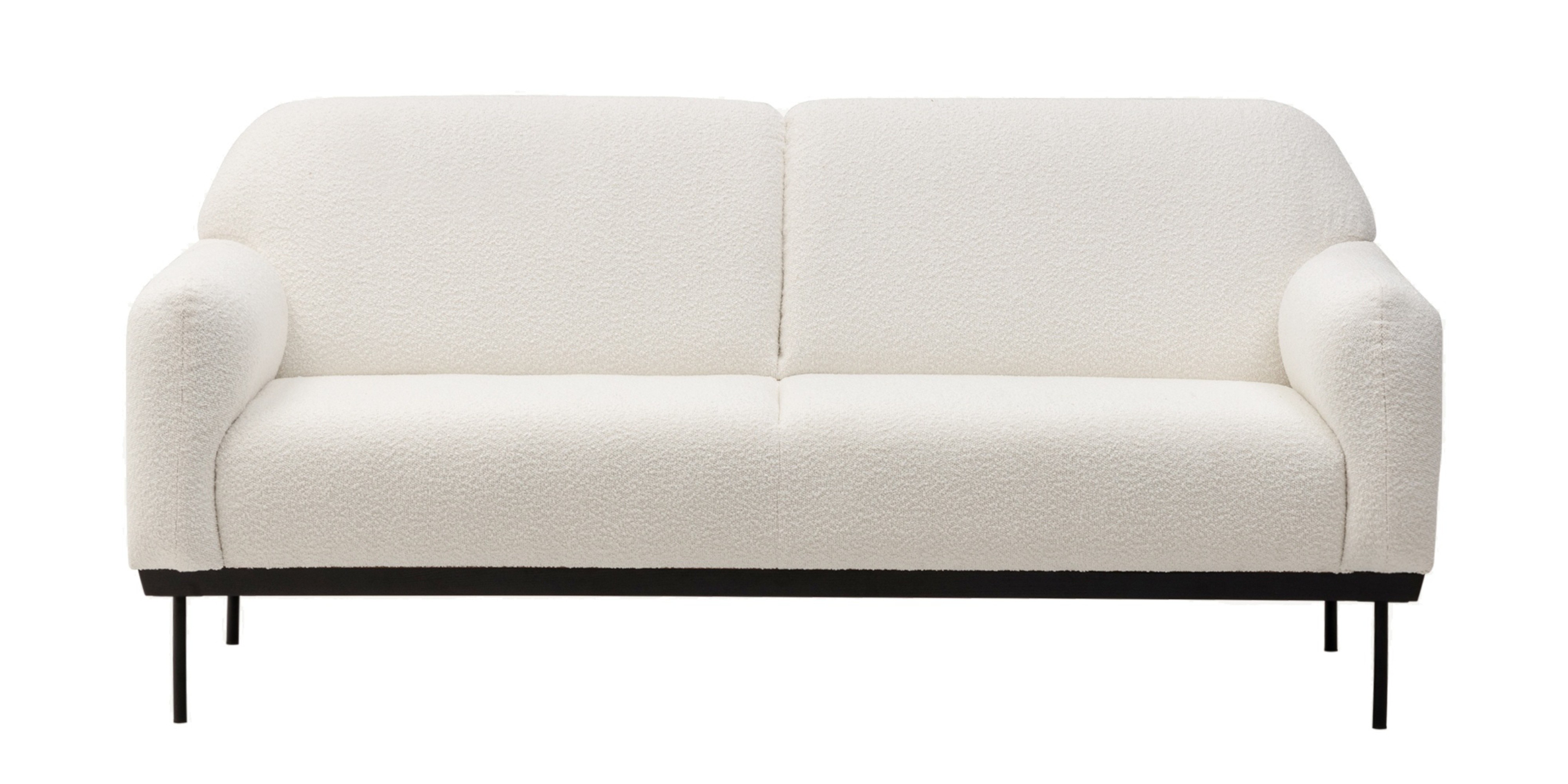 Sofa dwuosobowa Anderson biała, boucle, obłe kształty
