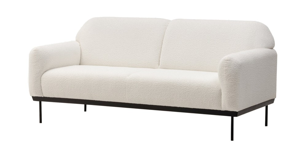Sofa dwuosobowa Anderson biała, boucle, obłe kształty