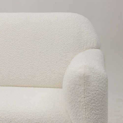 Sofa dwuosobowa Anderson biała, boucle, obłe kształty
