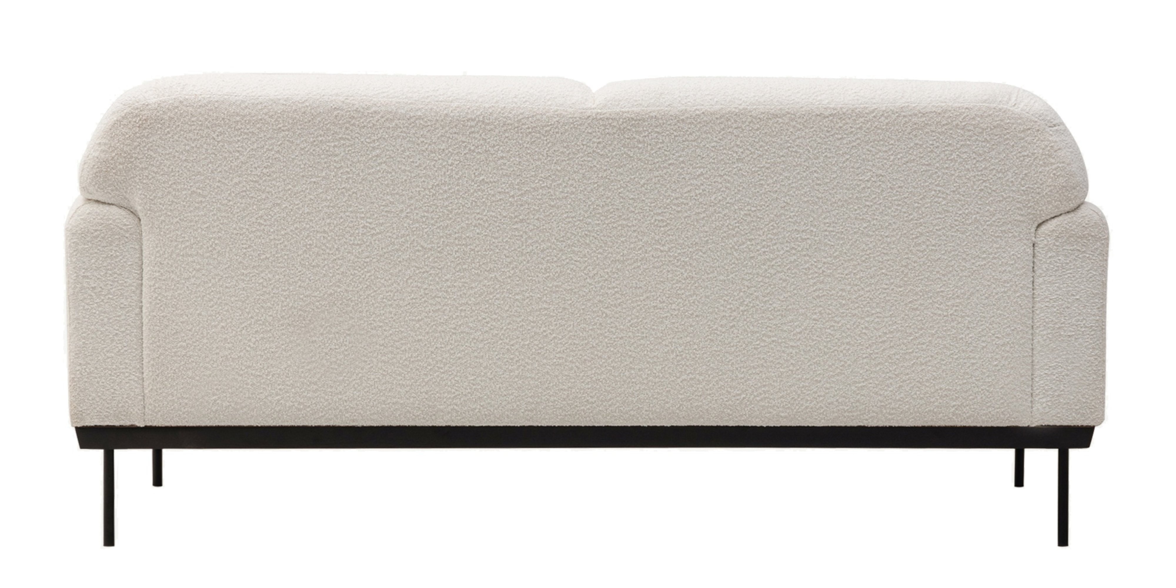 Sofa dwuosobowa Anderson biała, boucle, obłe kształty