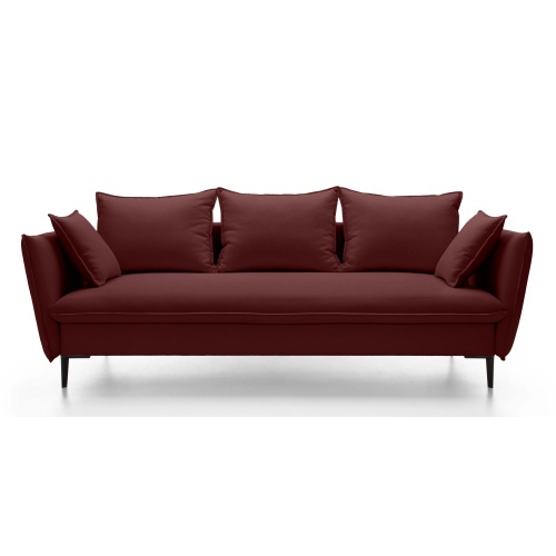 Sofa rozkładana Gloss z pojemnikiem, welurowa, burgund