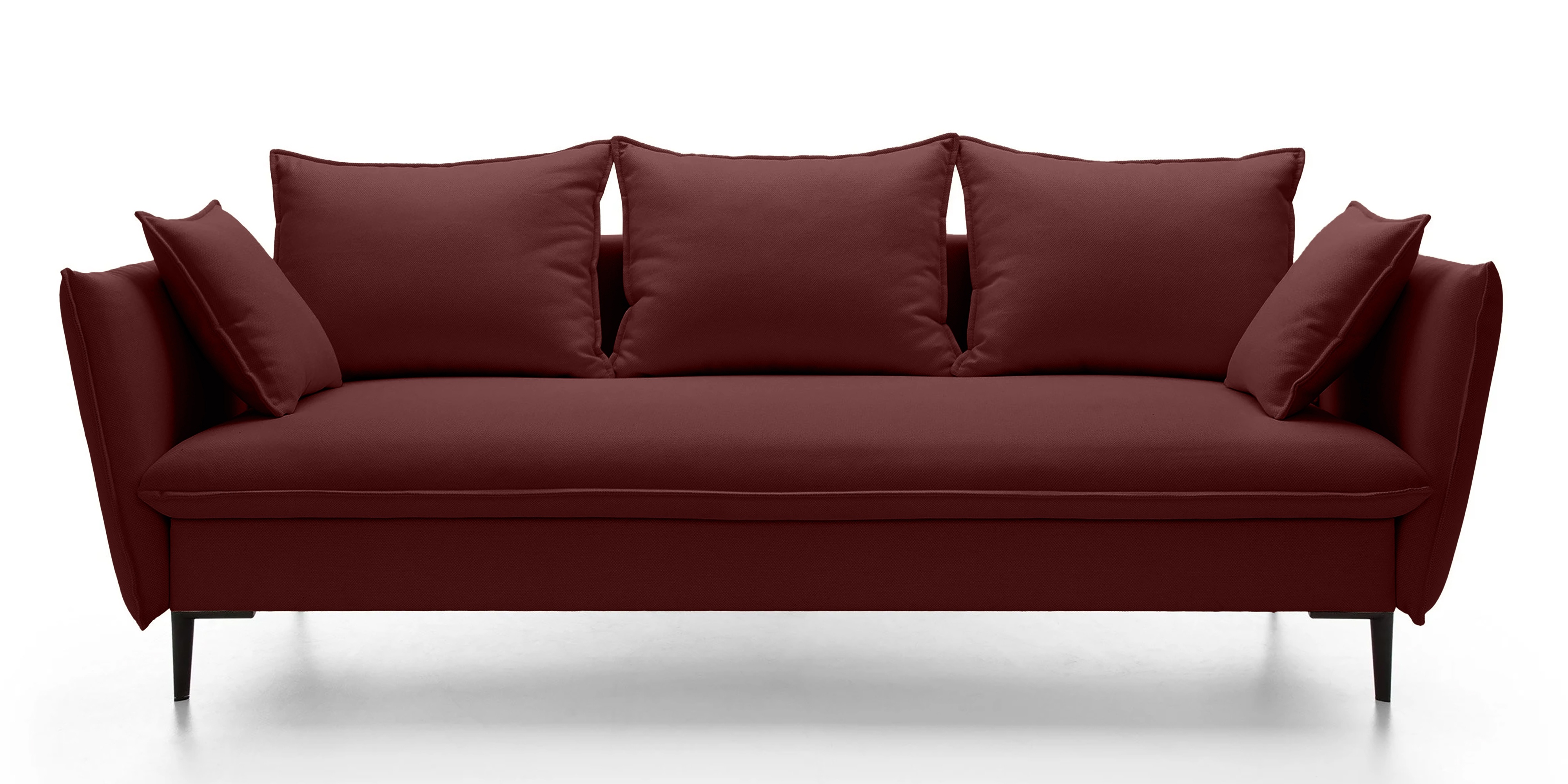 Sofa rozkładana Gloss z pojemnikiem, welurowa, burgund