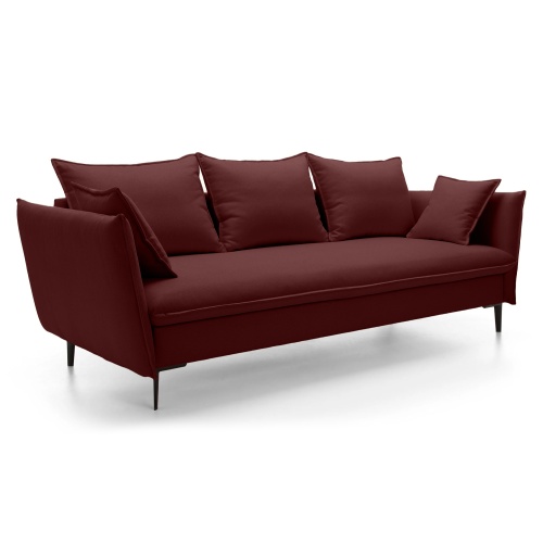 Sofa rozkładana Gloss z pojemnikiem, welurowa, burgund