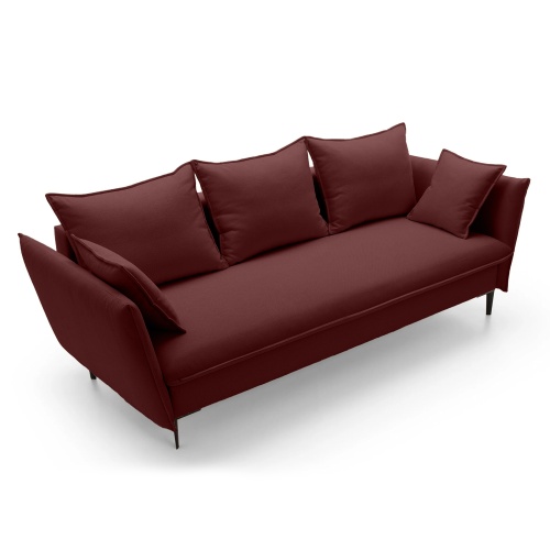 Sofa rozkładana Gloss z pojemnikiem, welurowa, burgund