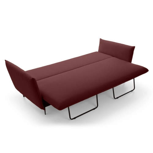 Sofa rozkładana Gloss z pojemnikiem, welurowa, burgund