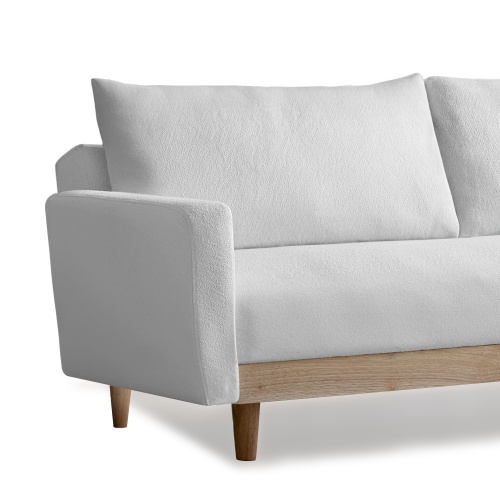 Sofa rozkładana Beathris, biała, boucle