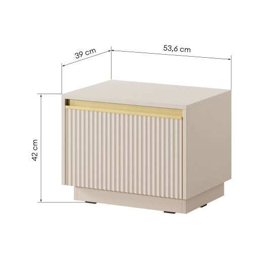 Szafka nocna Royal wisząca/stojąca, ryflowana, beż piaskowy, złote uchwyty