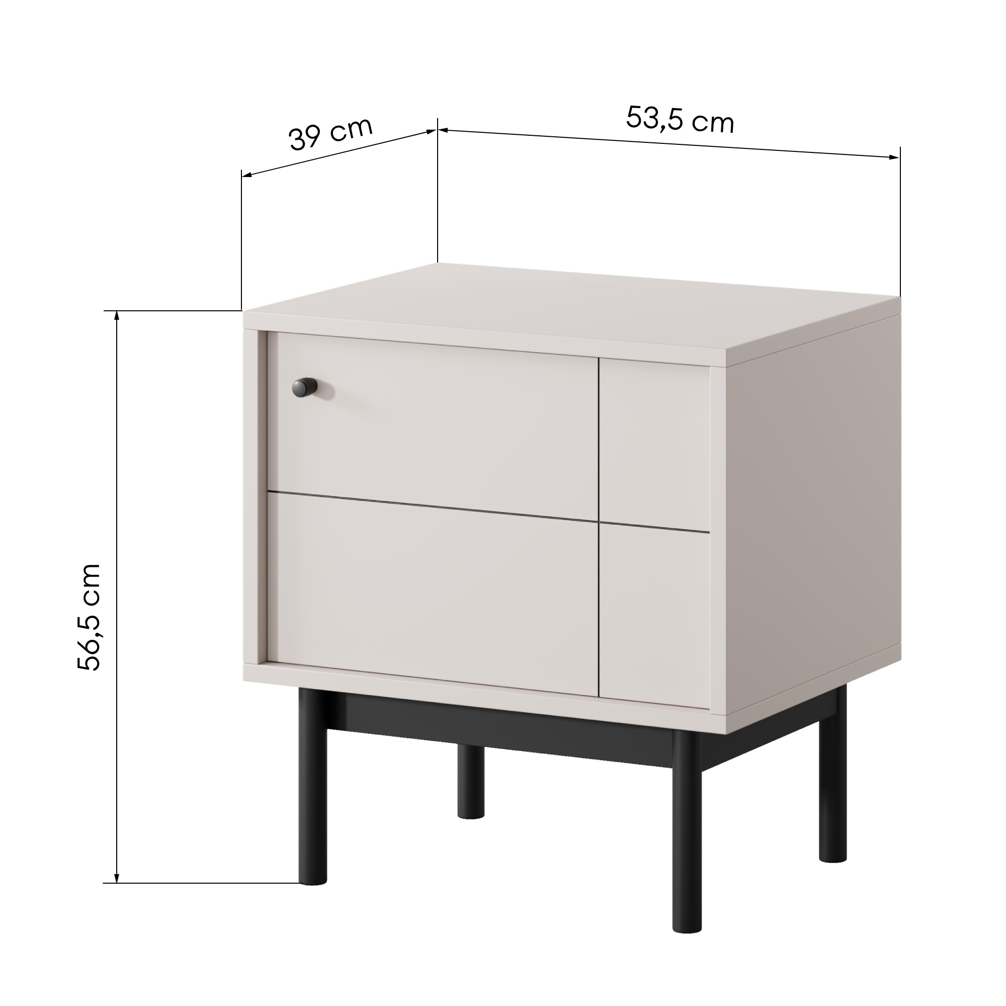 Szafka nocna Rell, kaszmir/czarne nóżki