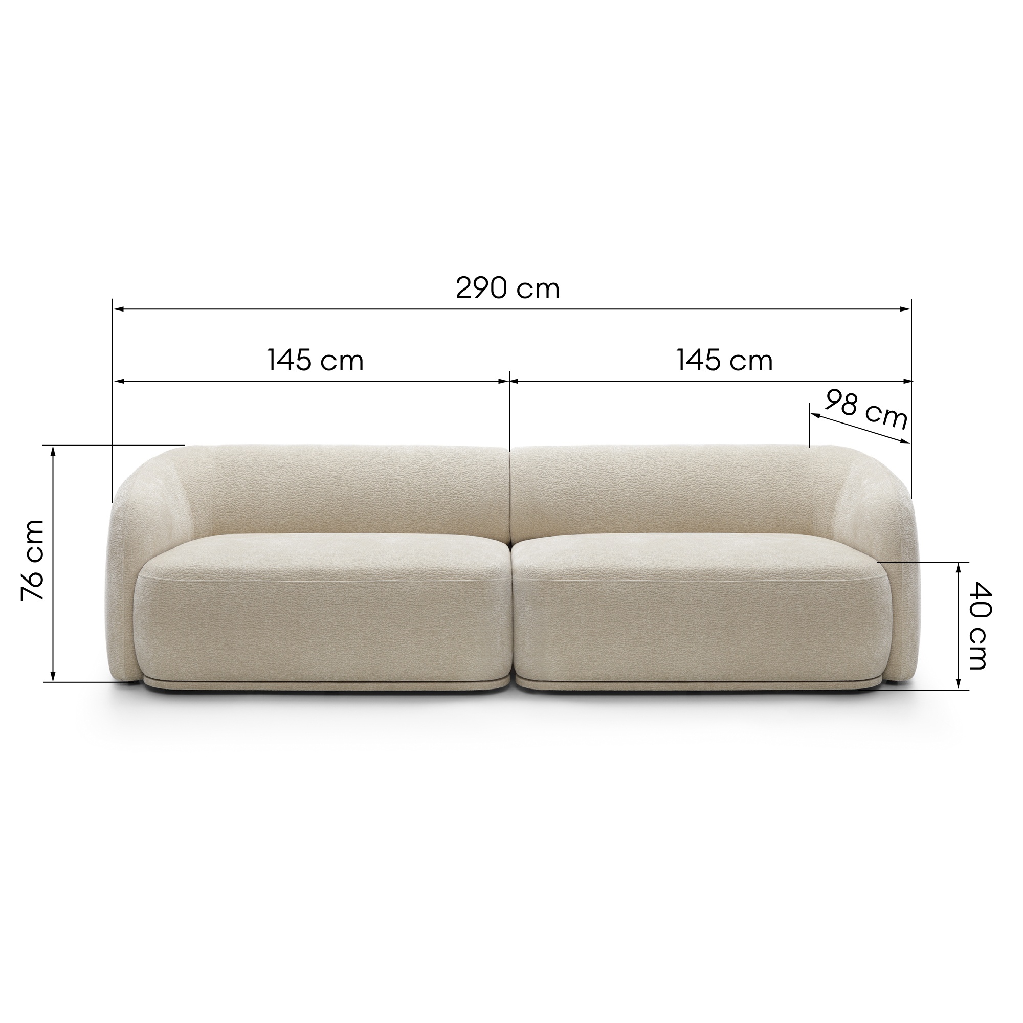 Sofa modułowa Nami, obłe kształty