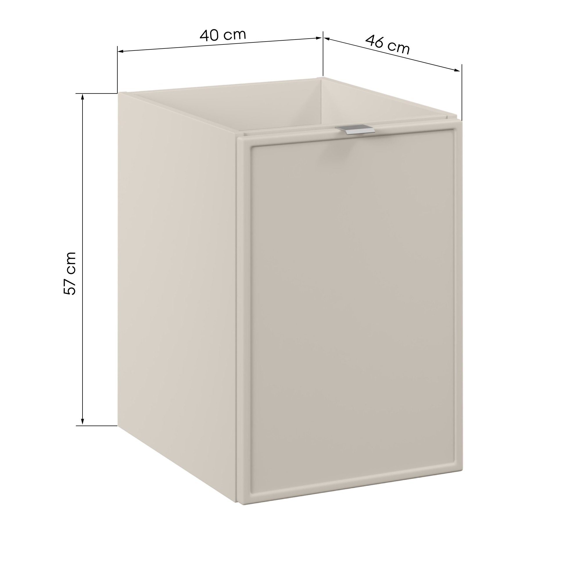 Szafka łazienkowa pod blat z koszem na pranie Famme 40 cm, kaszmirowa