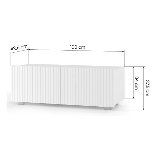 Szafka RTV Novio, dwudrzwiowa, wisząca/stojąca, ryflowana, biały mat