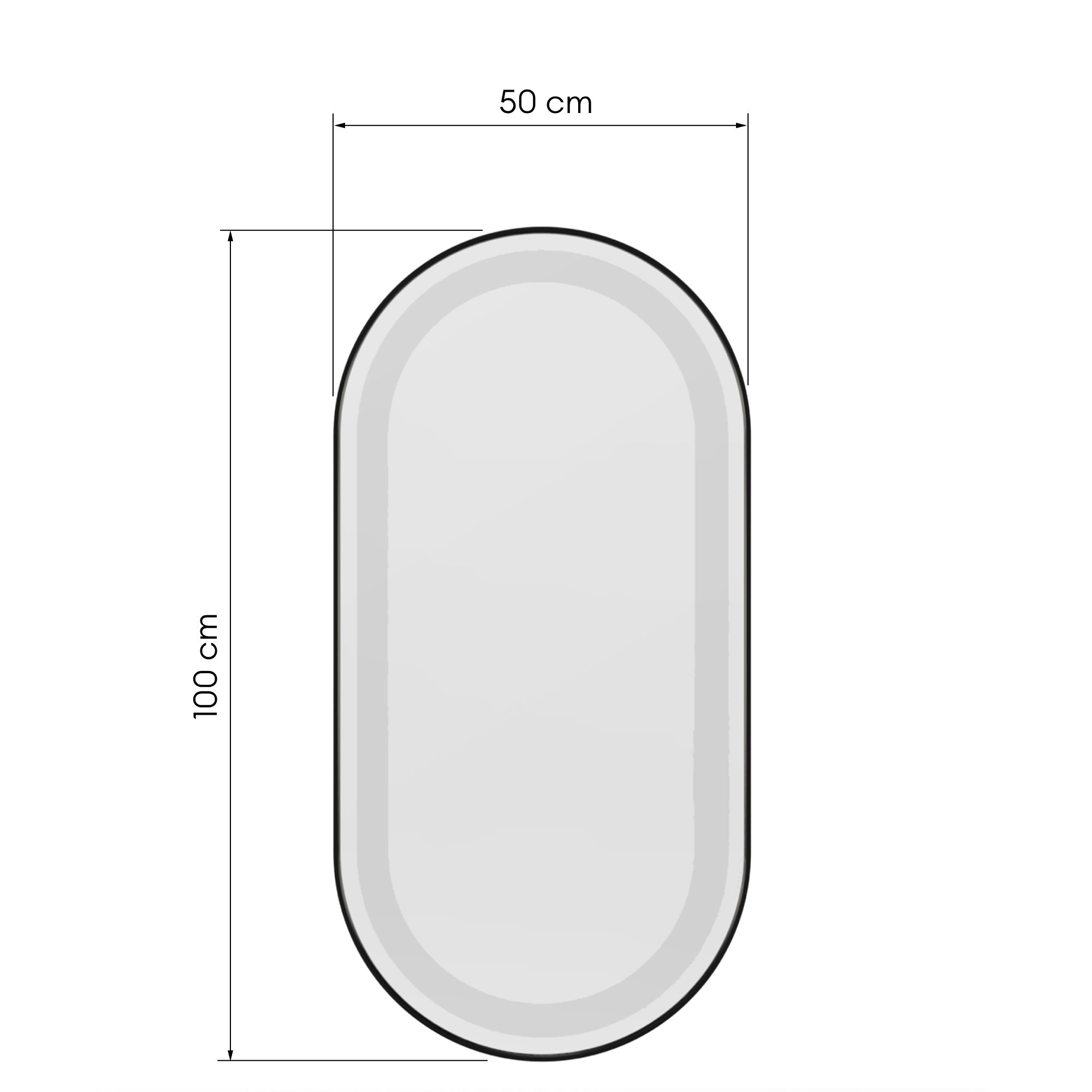 Lustro z oświetleniem LED Mattia, 100x50 cm, owalne, czarne