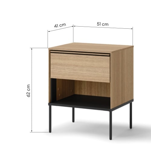 Stolik nocny z szufladą Visso, dąb linearny