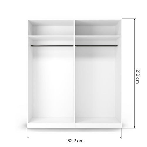 Korpus/wnętrze szafy Neroli z 2 drążkami i 2 półkami 182,2 cm, biały