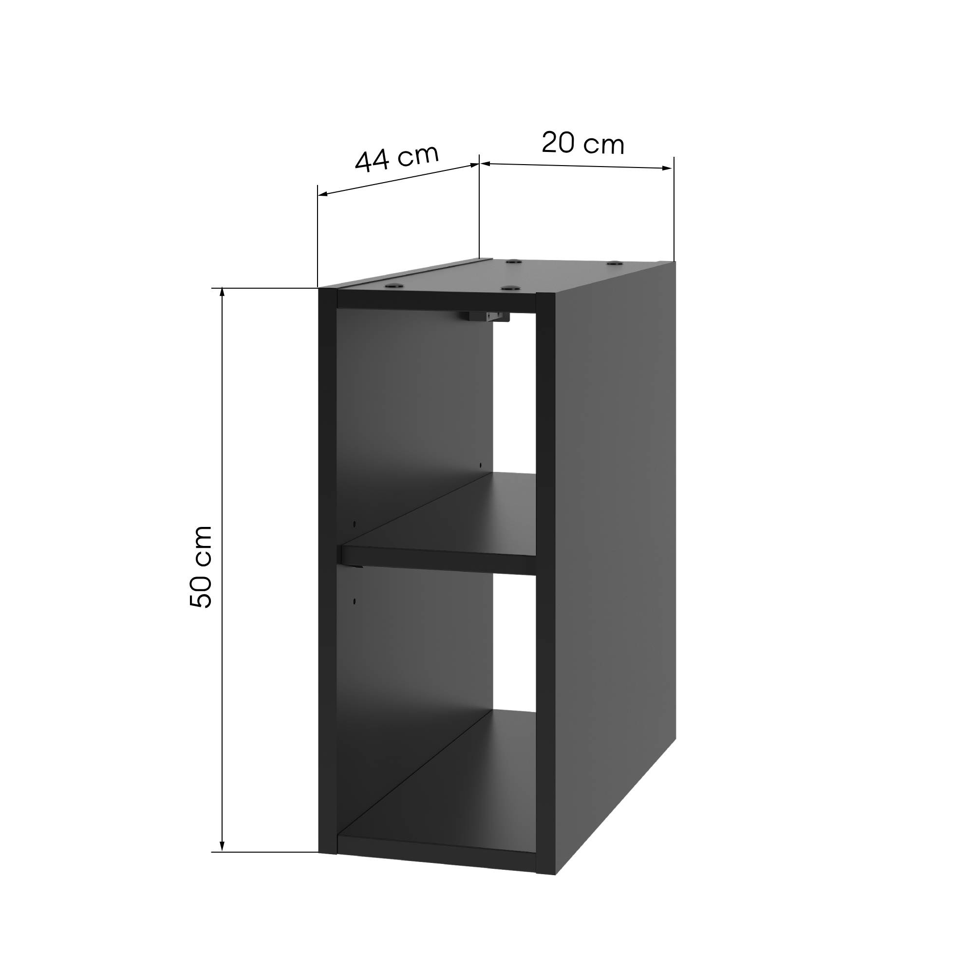 Regał dolny Cristal 20 cm, czarny