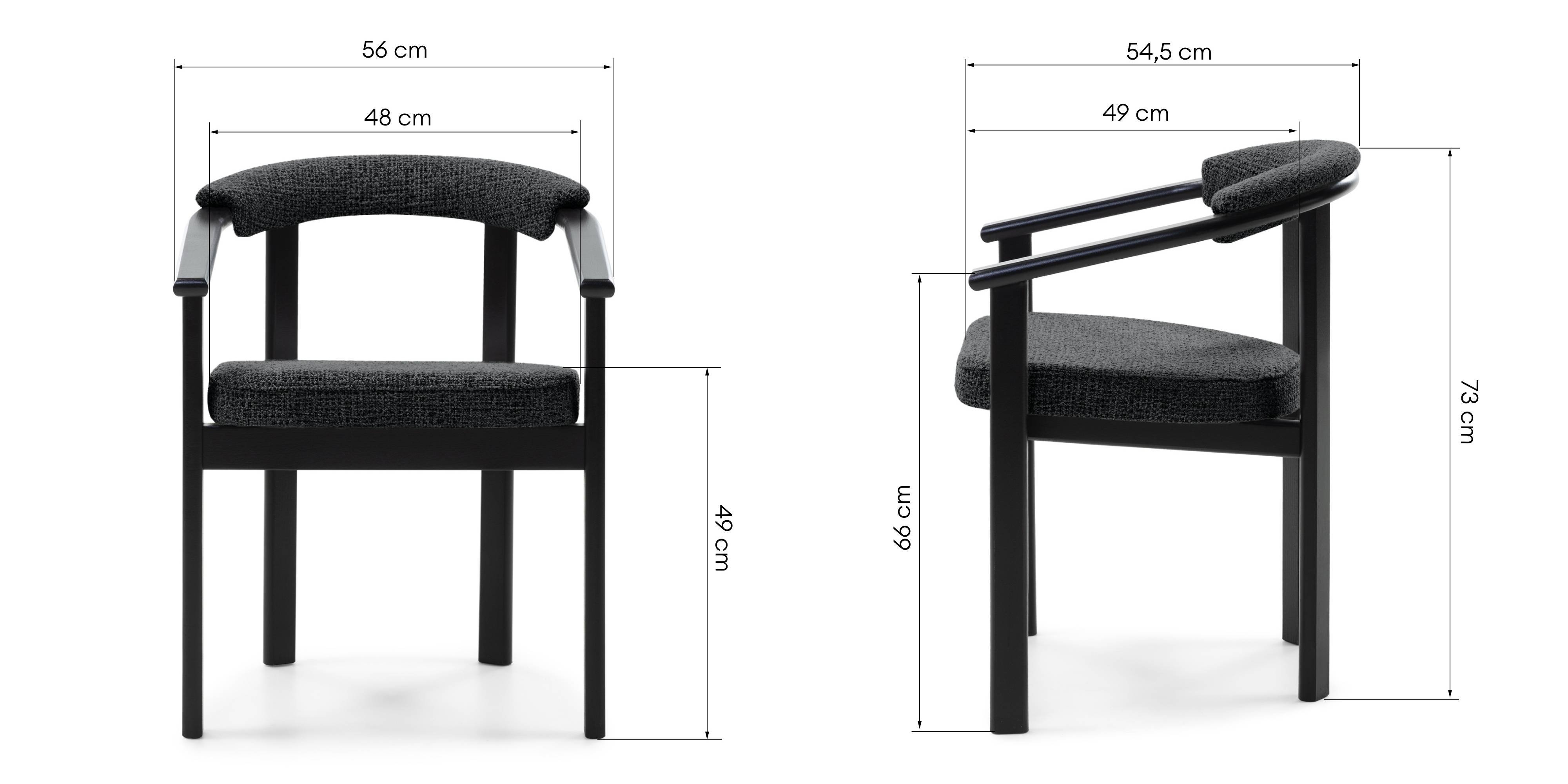 Krzesło tapicerowane Aria, czarne, drewno bukowe