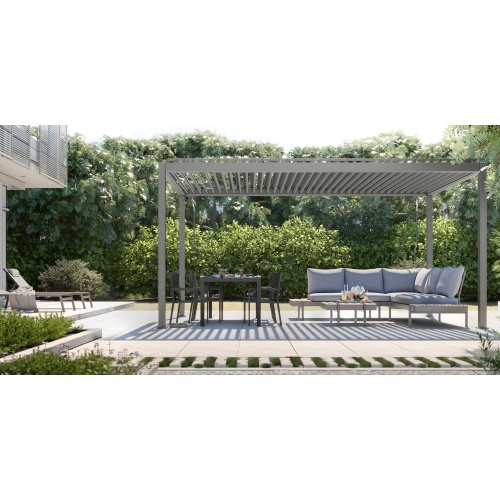 Wolnostojąca pergola ogrodowa Antilla z aluminium, 5x3 m, bioklimatyczna, ruchome lamele, antracytowa