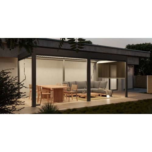 Wolnostojąca pergola ogrodowa Antilla z aluminium, 6x3 m, bioklimatyczna, ruchome lamele, antracytowa