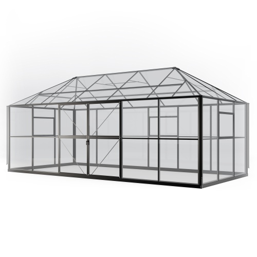 Oranżeria ogrodowa Titan Shield Gazebo X-Large 19,4 m² szkło hartowane 4 mm, aluminium, czarna