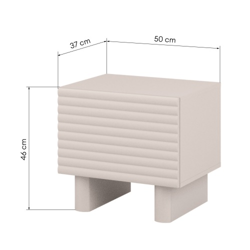 Szafka nocna Lumo, ryflowana, kaszmir