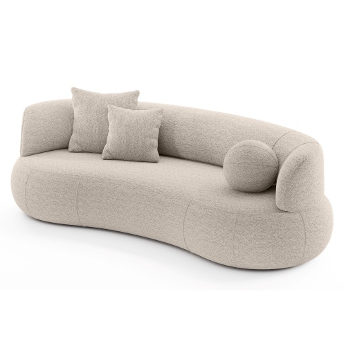 Sofa do salonu Elba beżowa, boucle, zaokrąglony kształt