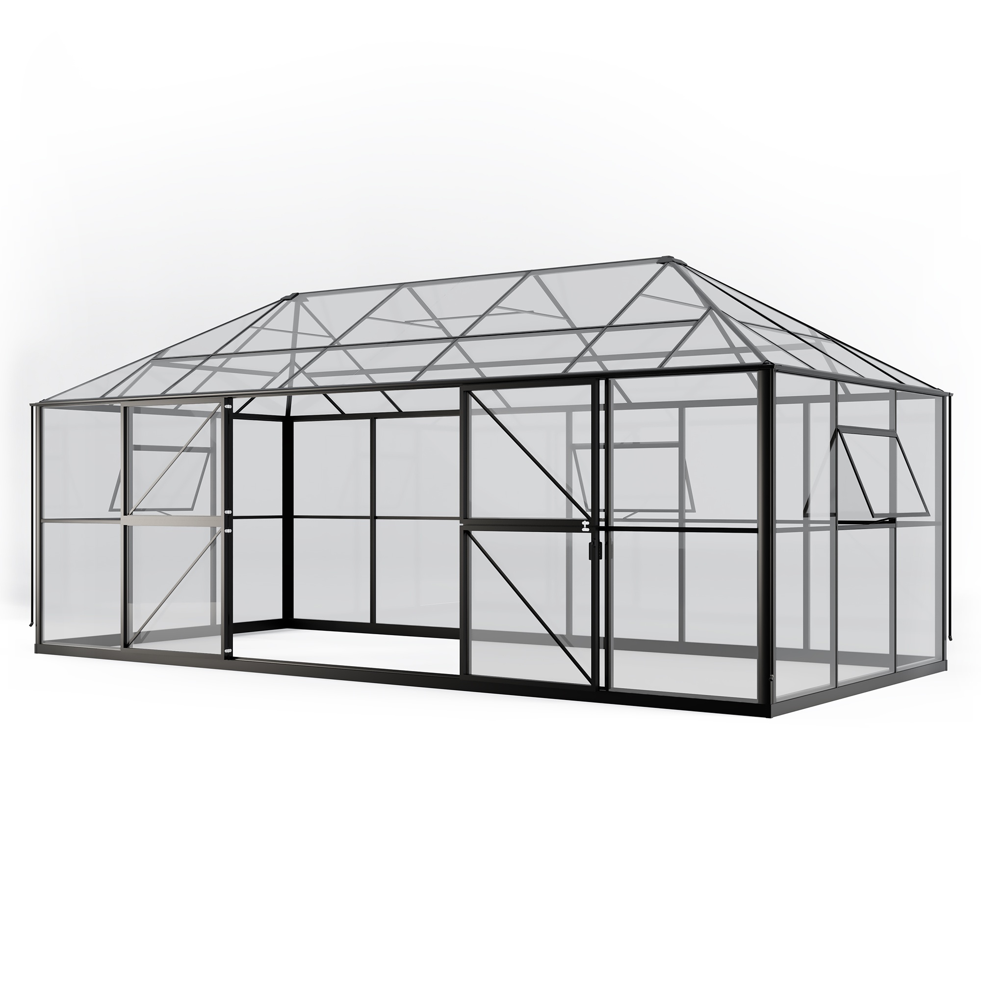 Oranżeria ogrodowa Titan Shield Gazebo X-Large 19,4 m² szkło hartowane 4 mm, aluminium, czarna