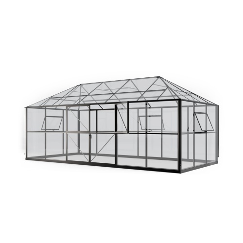 Oranżeria ogrodowa Titan Shield Gazebo X-Large 19,4 m² szkło hartowane 4 mm, aluminium, czarna