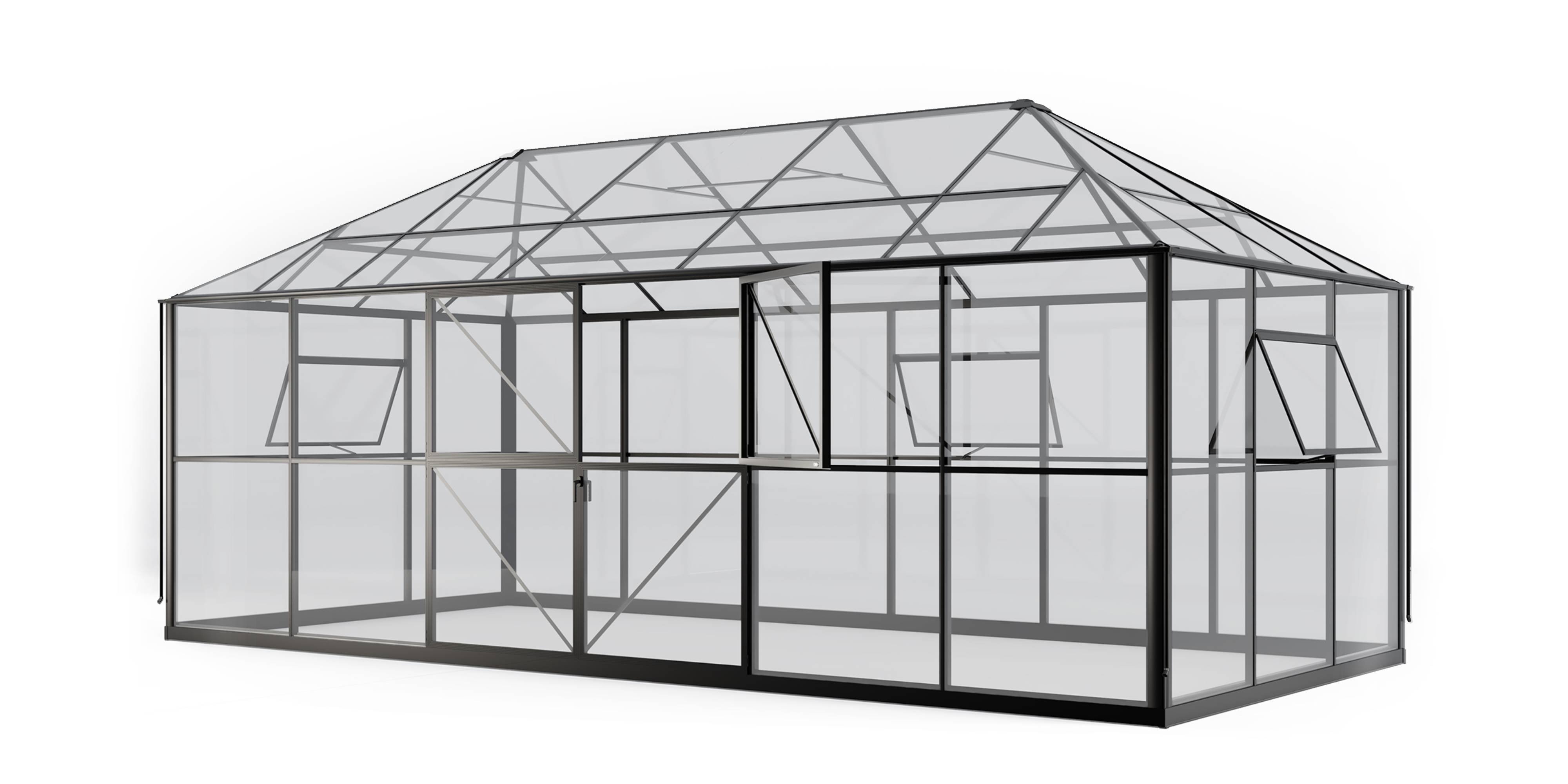 Oranżeria ogrodowa Titan Shield Gazebo X-Large 19,4 m² szkło hartowane 4 mm, aluminium, czarna