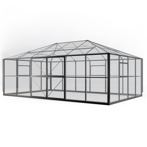 Oranżeria ogrodowa Titan Shield Gazebo XX-Large 25,5 m² szkło hartowane 4 mm, aluminium, czarna