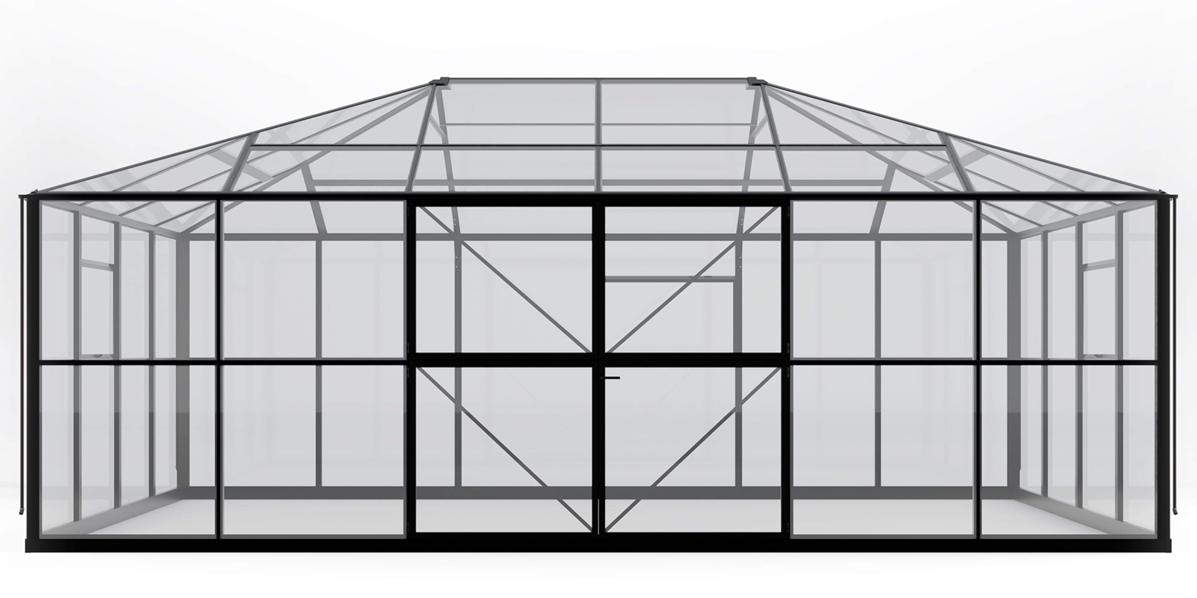 Oranżeria ogrodowa Titan Shield Gazebo XX-Large 25,5 m² szkło hartowane 4 mm, aluminium, czarna