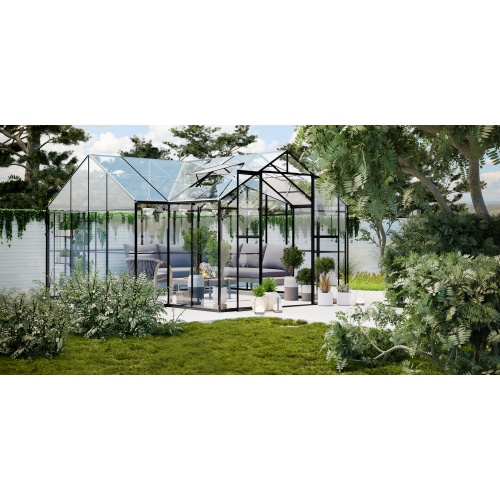 Oranżeria ogrodowa Royal Park Orangery 16,6 m² szkło hartowane 4 mm, aluminium, czarna