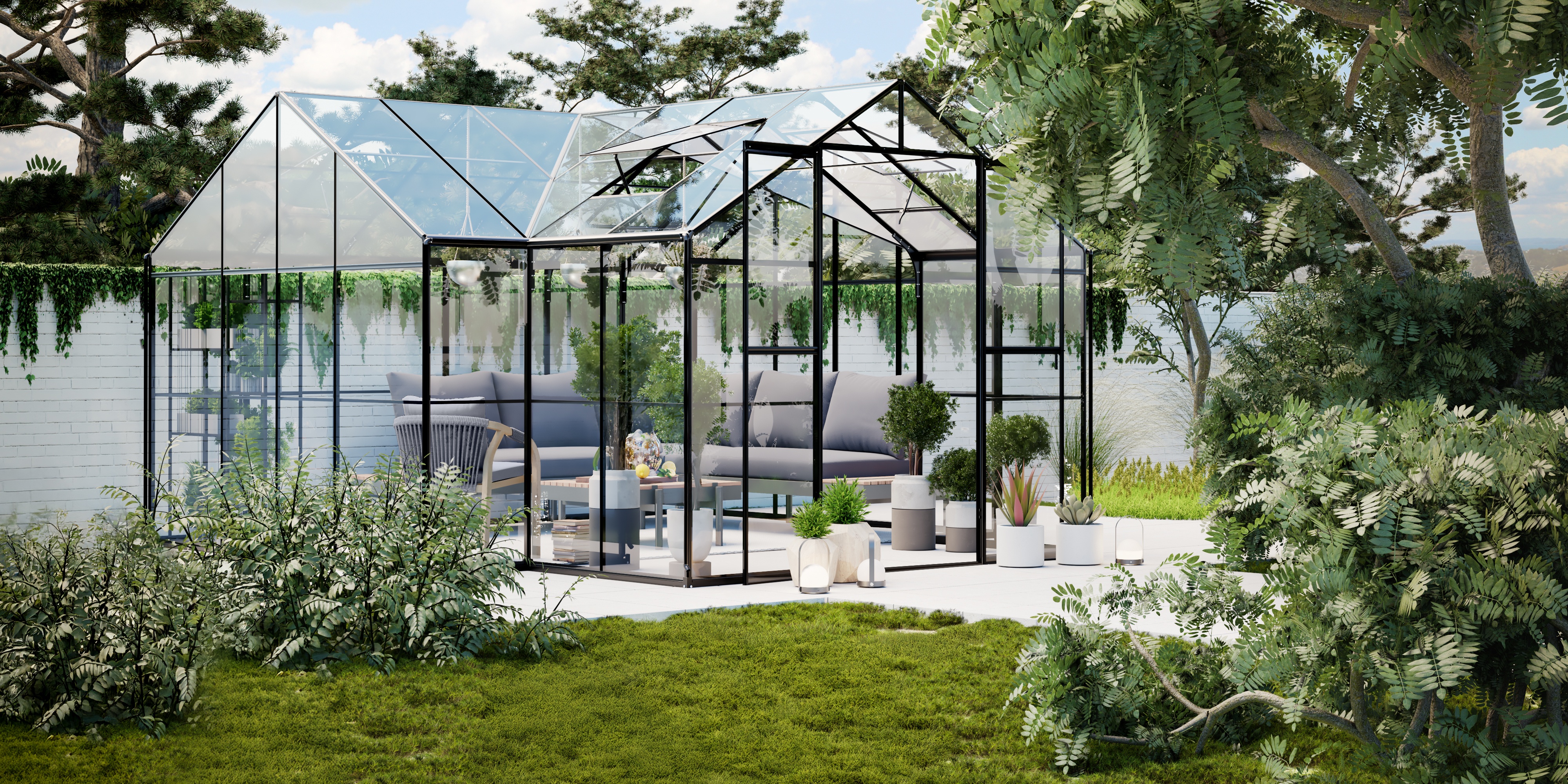 Oranżeria ogrodowa Royal Park Orangery 16,6 m² szkło hartowane 4 mm, aluminium, czarna