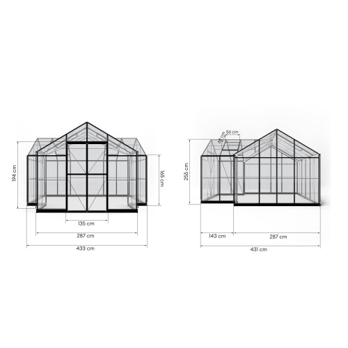 Oranżeria ogrodowa Royal Park Orangery 16,6 m² szkło hartowane 4 mm, aluminium, czarna