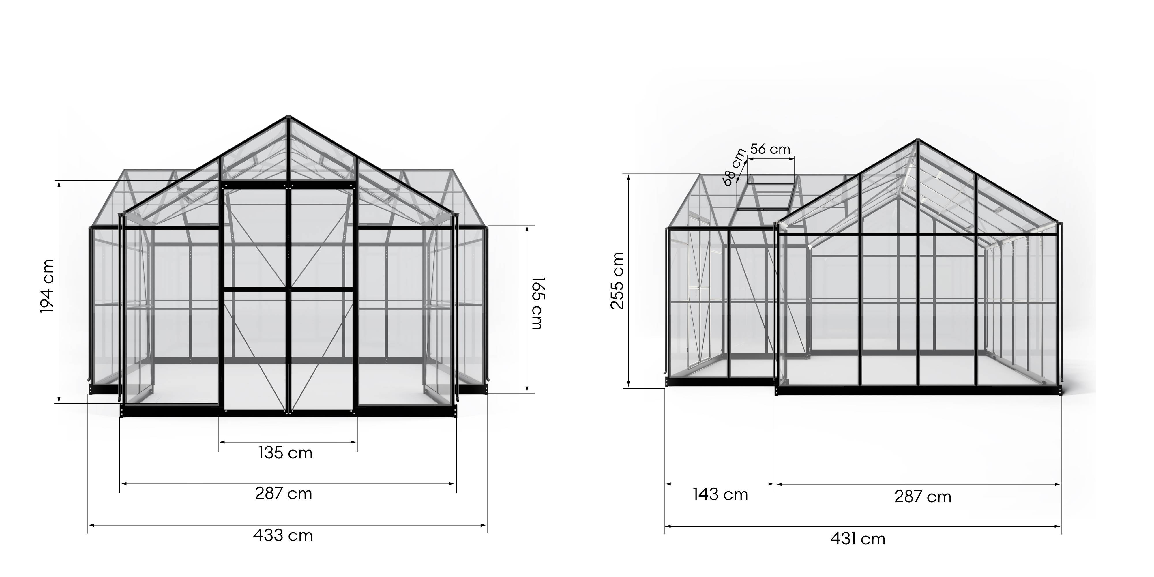 Oranżeria ogrodowa Royal Park Orangery 16,6 m² szkło hartowane 4 mm, aluminium, czarna