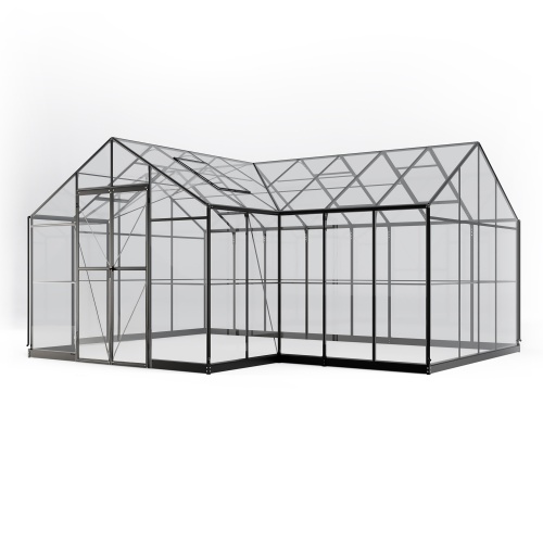 Moduł przedłużający z fundamentem do oranżerii ogrodowej Royal Park Orangery, 4,1 m², szkło hartowane 4 mm, aluminium, czarny