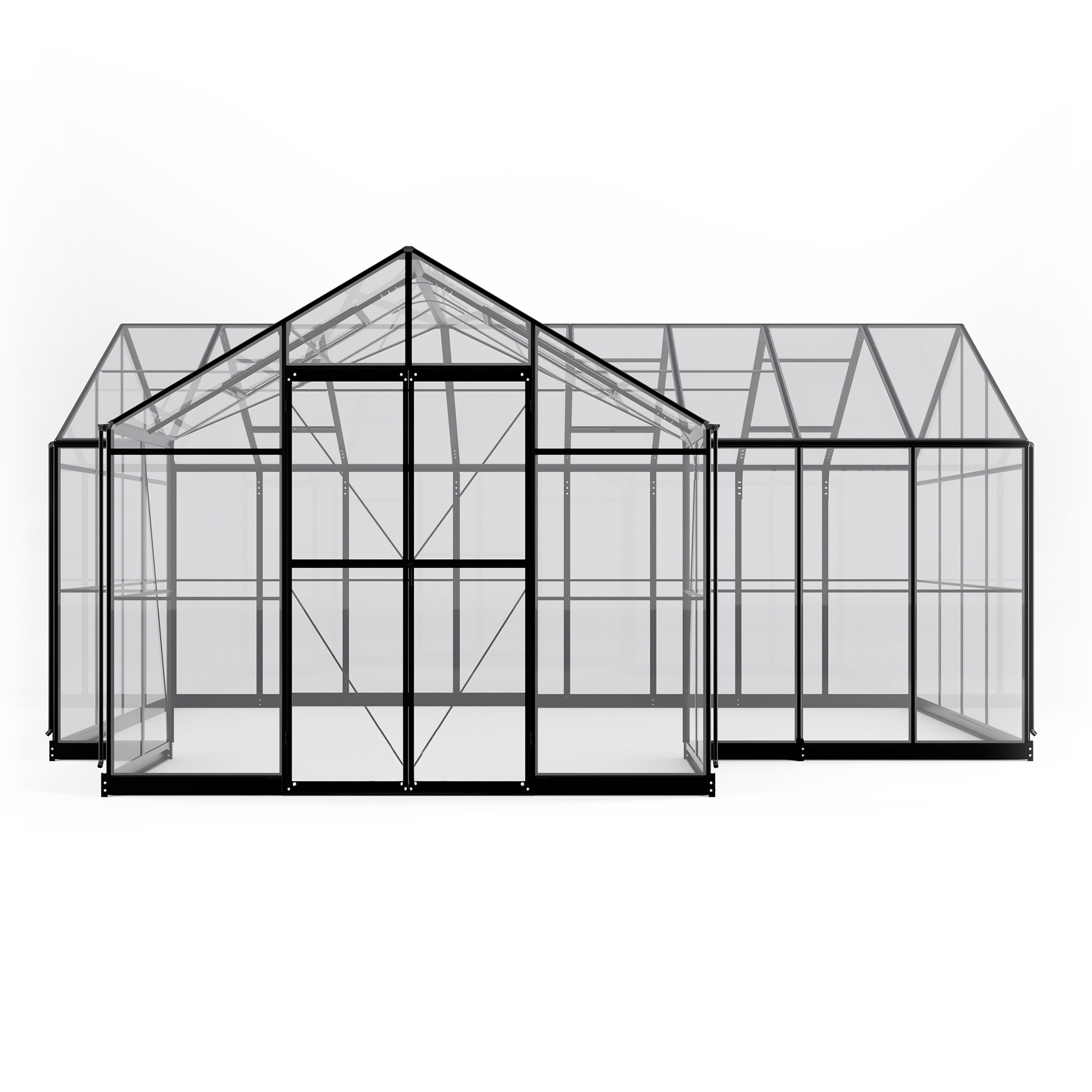 Moduł przedłużający z fundamentem do oranżerii ogrodowej Royal Park Orangery, 4,1 m², szkło hartowane 4 mm, aluminium, czarny