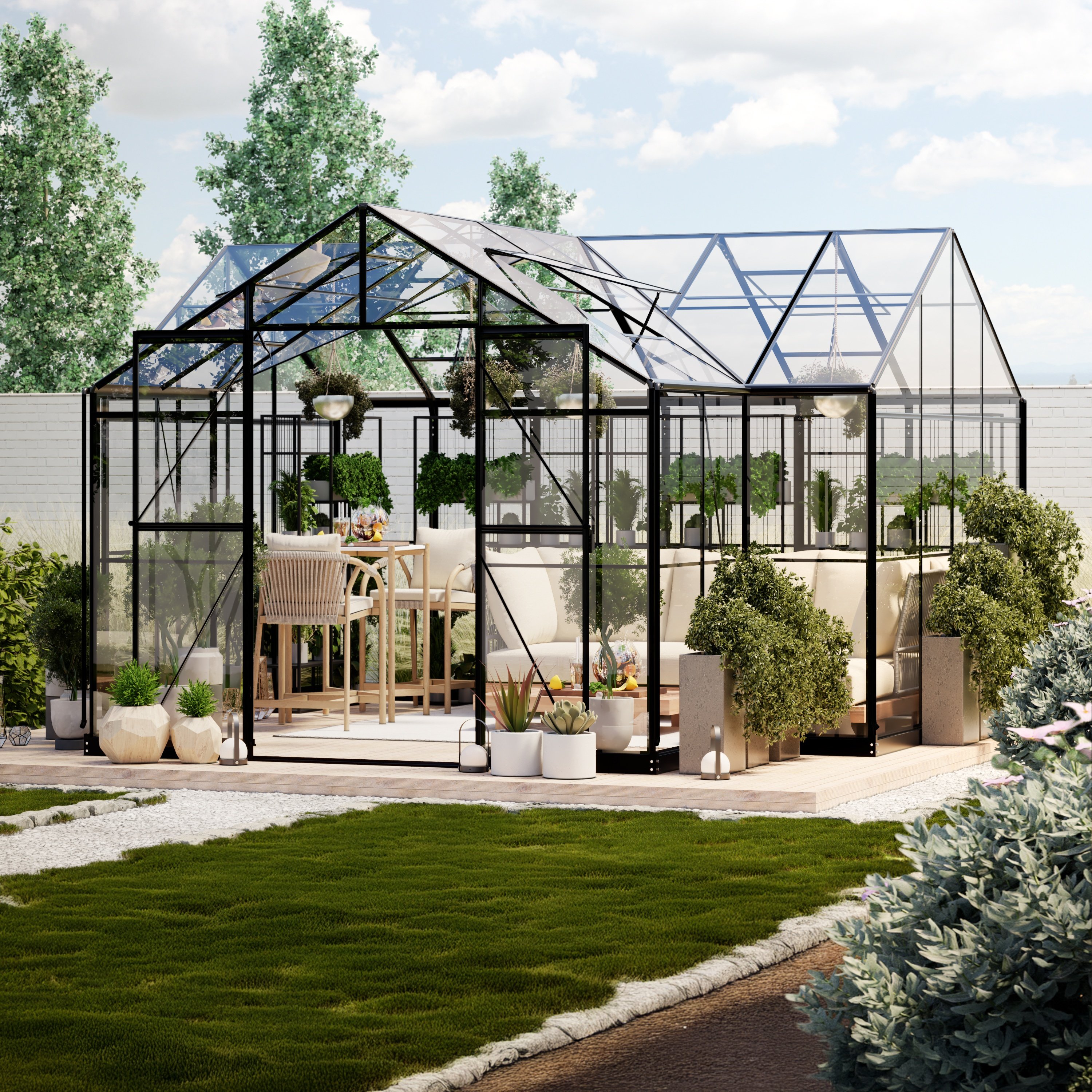 Oranżeria ogrodowa Royal Park Orangery 16,6 m² szkło hartowane 4 mm, aluminium, czarna