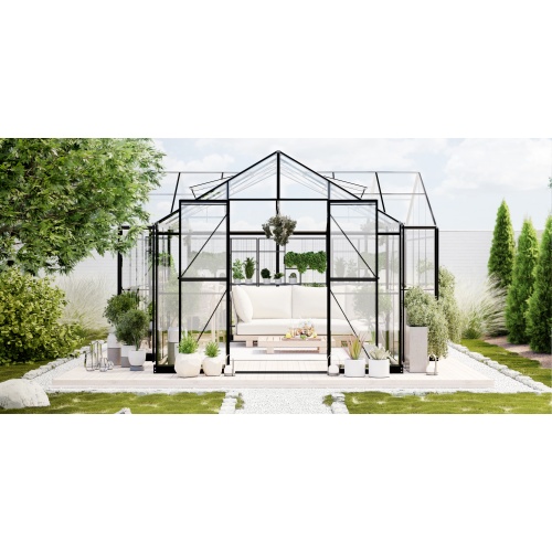 Oranżeria ogrodowa Royal Park Orangery 16,6 m² szkło hartowane 4 mm, aluminium, czarna