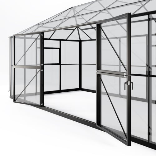 Oranżeria ogrodowa Titan Shield Gazebo X-Large 19,4 m² szkło hartowane 4 mm, aluminium, czarna