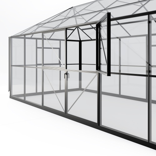 Oranżeria ogrodowa Titan Shield Gazebo XX-Large 25,5 m² szkło hartowane 4 mm, aluminium, czarna